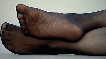 wife's sexy feet in nylon pantyhose tease