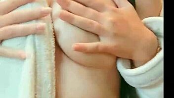 Cute pigtail student post shower gropes big tits pussy ahegao horny