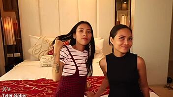 two petite filipinas cum-covered in wild threesome fun 🔥