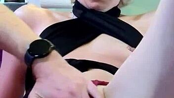 Homemade milf wife bends over kitchen counter for juicy pussy fisting and orgasm