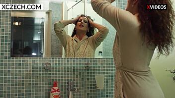 hey sexy czech milf shake those huge tits in shower tease