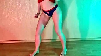 athletic girl next door studies hip hop barefoot in panties