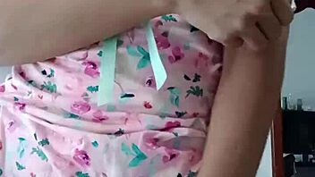 innocent curvy latina models sexy pink pajamas softly