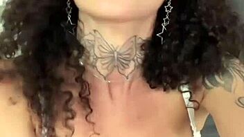 PETITE LATINA BRUNETTE GAGS DEEPTHROAT RIDES COWGIRL ROUGH MISSIONARY CUM ON TITS!