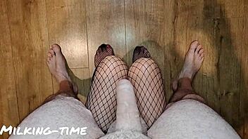 amazing oiled penis massage pov with lactating milk cum play 😍🥛💦