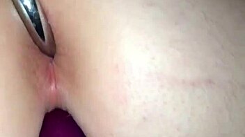mrs h hook stuffs huge dildo deep in her wet pussy