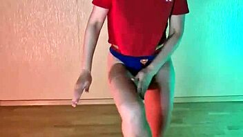 athletic girl next door studies hip hop barefoot in panties