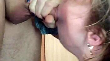 Homemade milf wife bends over kitchen counter for juicy pussy fisting and orgasm