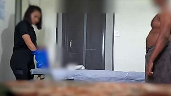 massage girl hesitates but ends up giving happy ending handjob on his throbbing cock