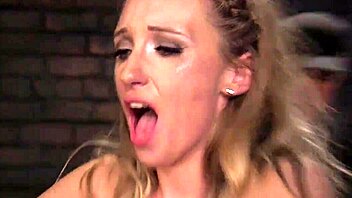 brunette gags hard in rough rope bondage doggy pounding