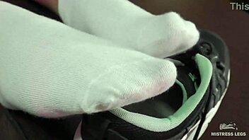 goddess teases with beautiful feet in socks close-up compilation
