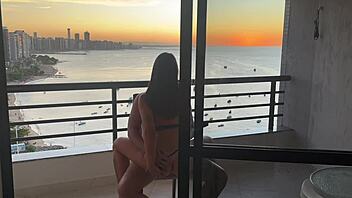 sitting plump on his cock till he explodes at sunset sensual ride