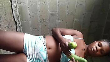 african teen teases pussy cucumber ripped clothes striptease buildings