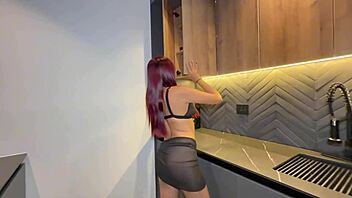 Boyfriend's huge cock kitchen fuck with Allison Sweet