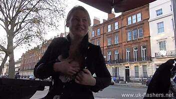 blonde amateur amber west flashes pussy upskirt in public outdoor