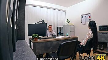 brunette confesses wild office fuck during loan casting interview
