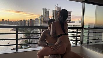 sitting plump on his cock till he explodes at sunset sensual ride