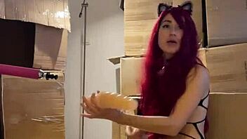 Whoa! Redhead Fetish Babe Sucks Aroused Sex Machine!