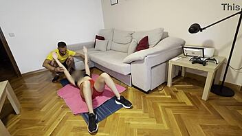 hot latina fucks personal trainer missionary doggystyle blowjob creampie