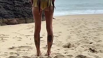 naughty luna vitali rides bbc on deserted beach bareback