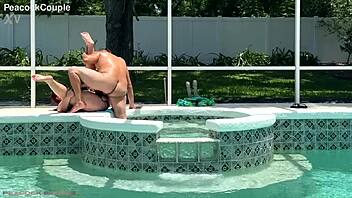 hairy pussy squirts cum splatter on big tits