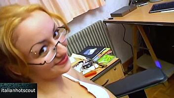 glasses blonde hides slutty cock-hungry cravings