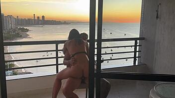 sitting plump on his cock till he explodes at sunset sensual ride