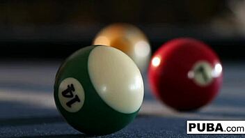 Mia Lelani's Sexy Asian Tits and Pussy Masturbate on Billiards