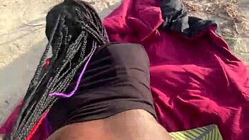 Shy petite teen neighbor returns for more big black cock outdoors