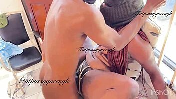 ⭐️Ebony Model's First Intense Double Monster Cock Creampie