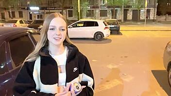 Russian student brunette surrenders big ass tits to power engineer