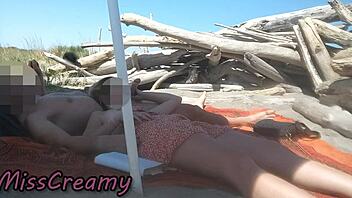 Flash your dick, risky beach handjob till cum?