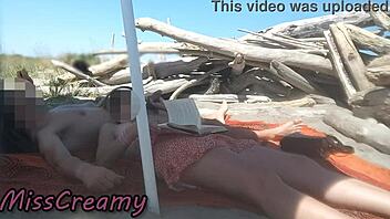 Flash your dick, risky beach handjob till cum?