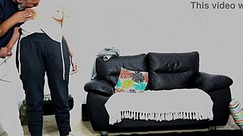 Older man tests young woman before her humiliated boyfriend.