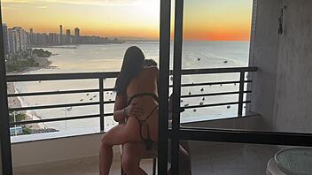 sitting plump on his cock till he explodes at sunset sensual ride