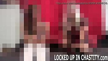 Locked in chastity while boyfriend pounds my tight pussy!