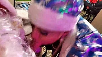 Aimee santa claus spreads for close-up cock on christmas eve