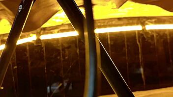 Blonde milf in miniskirt gets groped blindfolded by group for deep double penetration creampies