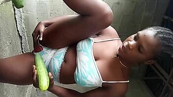 african teen teases pussy cucumber ripped clothes striptease buildings