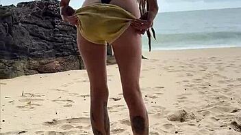 naughty luna vitali rides bbc on deserted beach bareback
