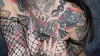 goth gf rides vibrator dildo to squirting orgasm joi