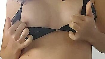 big tits latina bends over flashing ass boobs lingerie