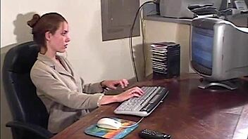 Petite Victoria, why tease with perky tits striptease in stockings at office?