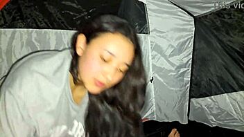 horny camper pounds pussy doggystyle on dirt