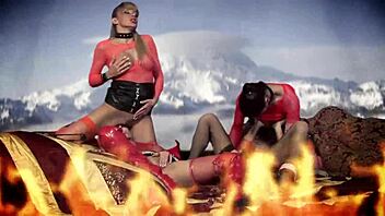 Girls in lingerie uniforms dive into hot lesbian foursome fingering