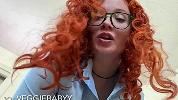 Redhead cfnm femdom gives gloved handjob in medical roleplay