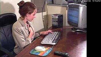 Petite Victoria, why tease with perky tits striptease in stockings at office?