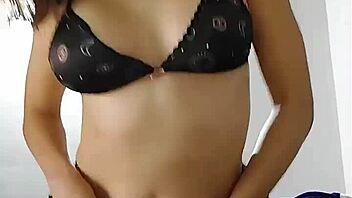 big tits latina bends over flashing ass boobs lingerie