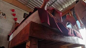 Latina No Panties Upskirt Bed Making