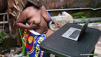 My horny blonde stepsis and i fuck outside watching porn